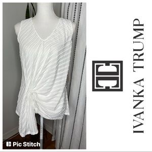 🌴Ivanka Trump Asymetrical Ribbed White Top Sz S